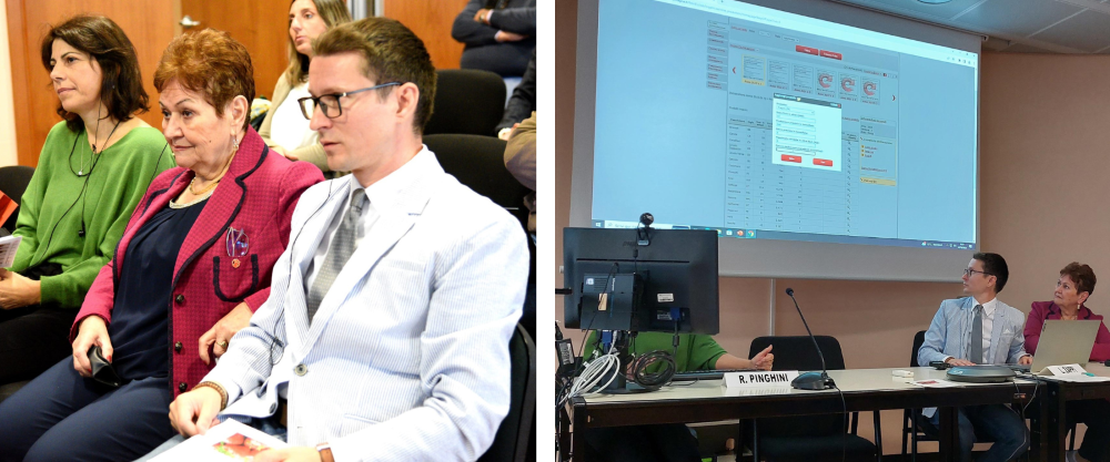 The Romanian delegation (left) and the SIR live demo (right)